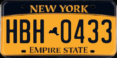 NY license plate HBH0433
