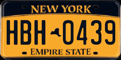 NY license plate HBH0439