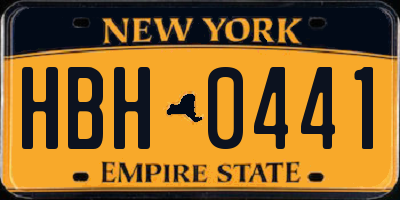 NY license plate HBH0441