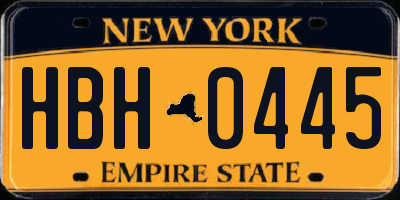 NY license plate HBH0445