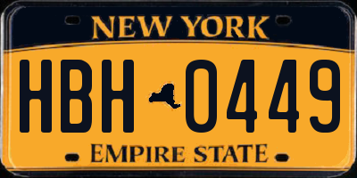 NY license plate HBH0449