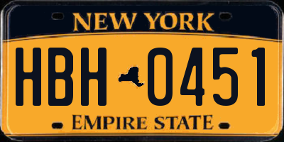 NY license plate HBH0451
