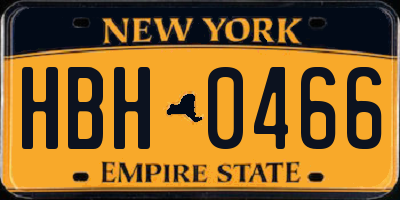 NY license plate HBH0466