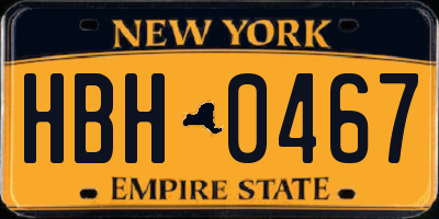 NY license plate HBH0467