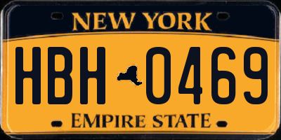 NY license plate HBH0469