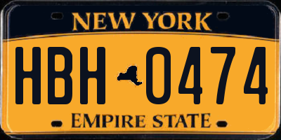 NY license plate HBH0474