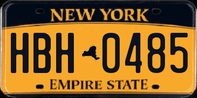 NY license plate HBH0485