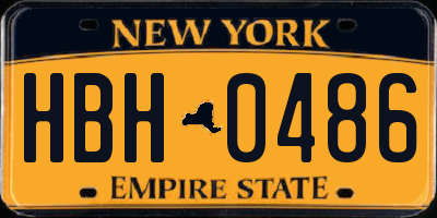 NY license plate HBH0486