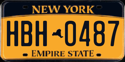 NY license plate HBH0487