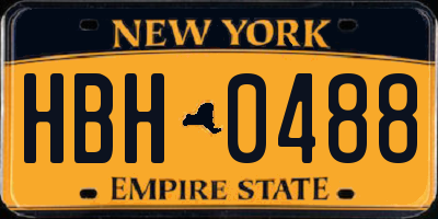 NY license plate HBH0488