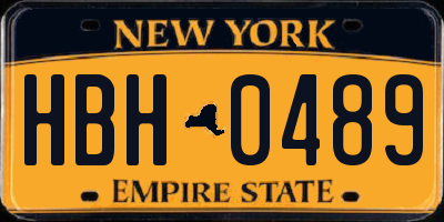 NY license plate HBH0489