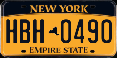 NY license plate HBH0490