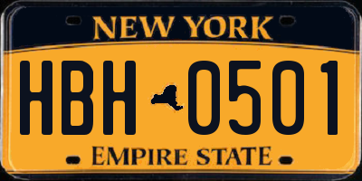 NY license plate HBH0501