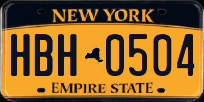 NY license plate HBH0504