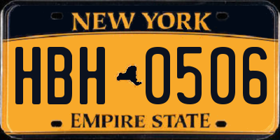 NY license plate HBH0506