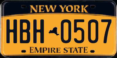 NY license plate HBH0507