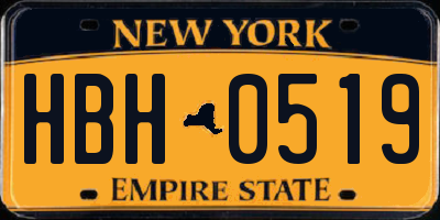 NY license plate HBH0519