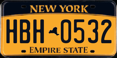 NY license plate HBH0532