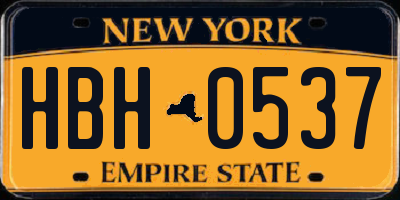 NY license plate HBH0537
