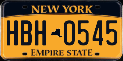 NY license plate HBH0545