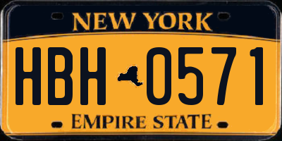 NY license plate HBH0571