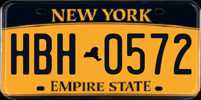 NY license plate HBH0572