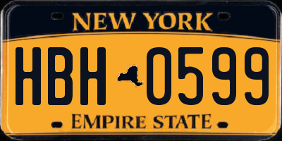 NY license plate HBH0599