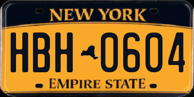 NY license plate HBH0604