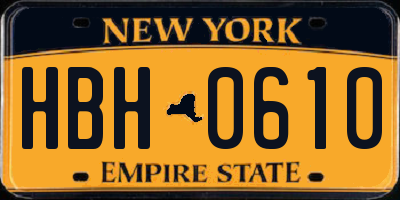 NY license plate HBH0610