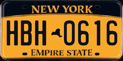 NY license plate HBH0616