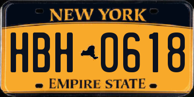 NY license plate HBH0618
