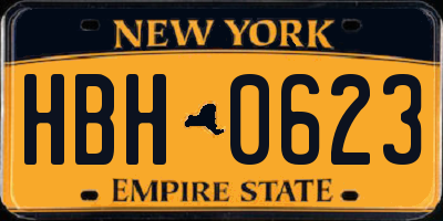 NY license plate HBH0623