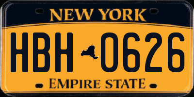 NY license plate HBH0626
