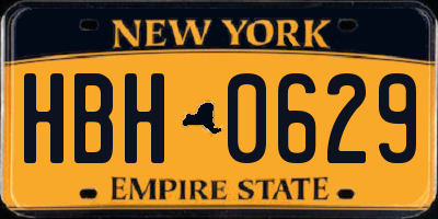 NY license plate HBH0629