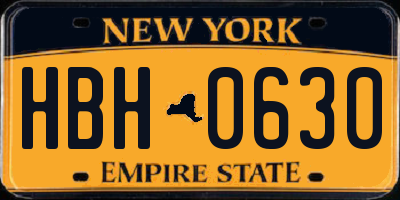 NY license plate HBH0630