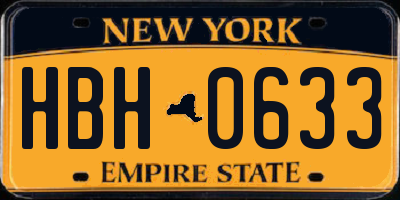 NY license plate HBH0633