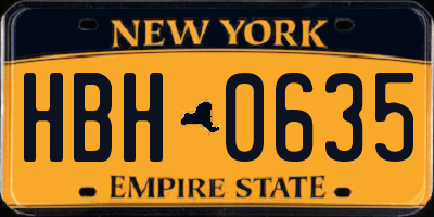 NY license plate HBH0635