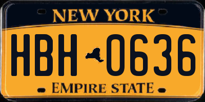 NY license plate HBH0636