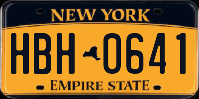 NY license plate HBH0641