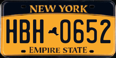 NY license plate HBH0652