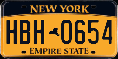 NY license plate HBH0654