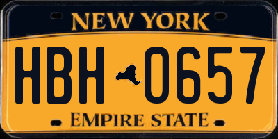 NY license plate HBH0657