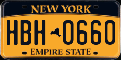 NY license plate HBH0660