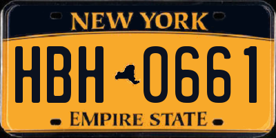 NY license plate HBH0661