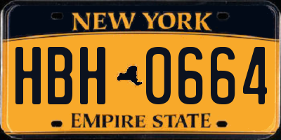 NY license plate HBH0664