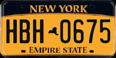 NY license plate HBH0675