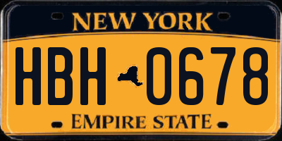NY license plate HBH0678