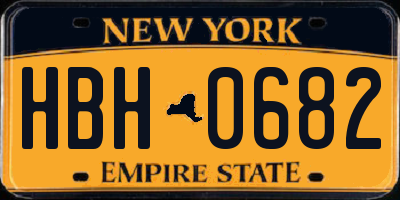 NY license plate HBH0682