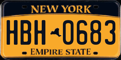 NY license plate HBH0683