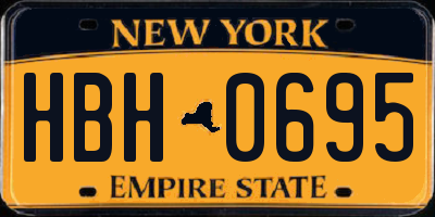 NY license plate HBH0695